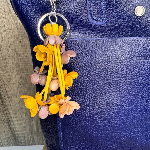 Leather Flower Purse Charm Genuine Leather Bag Charm NEW FAST SHIP - Picture 1 of 6